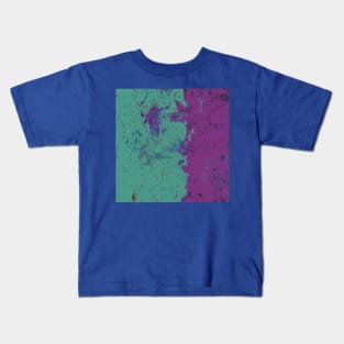 Fiber Art: Purple Teal Blue Green Abstract from fabric with digital changes Kids T-Shirt